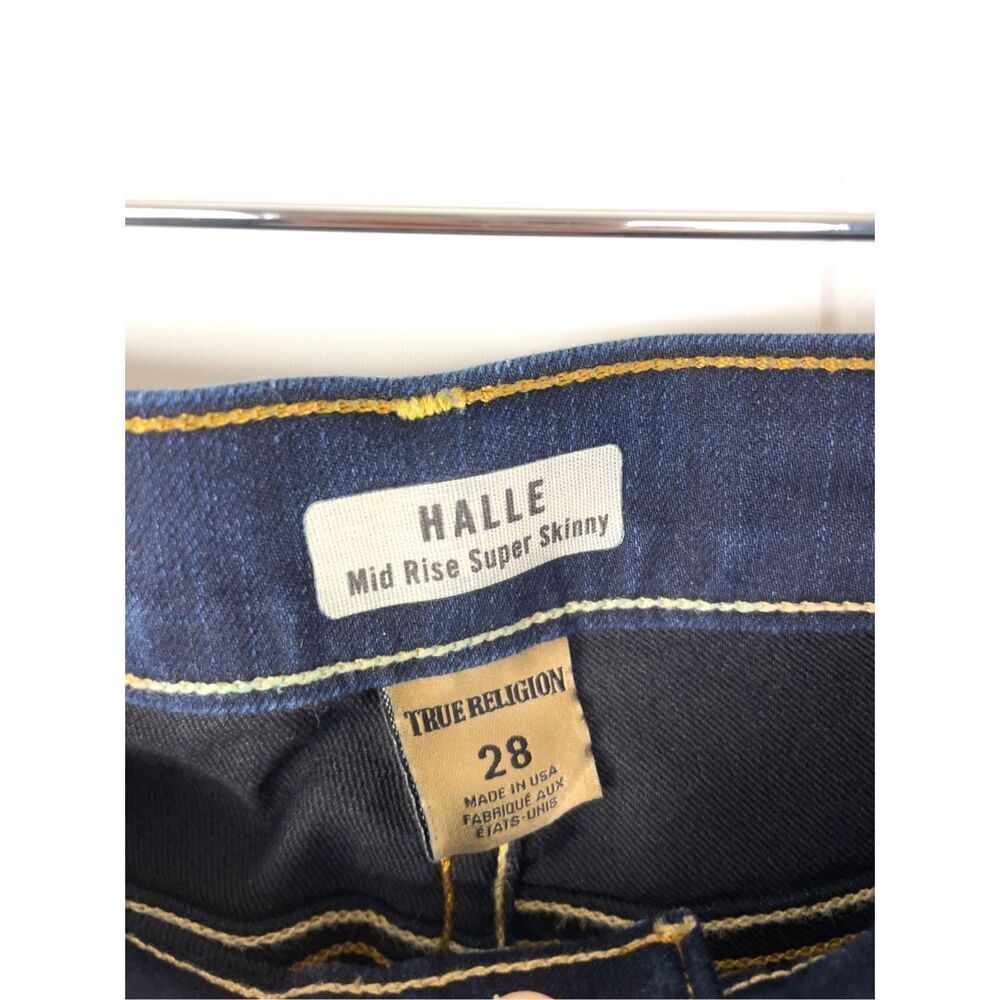 True Religion Halle Mid Rise Super Skinny Jeans Button Pockets Size 28 - Picture 5 of 14